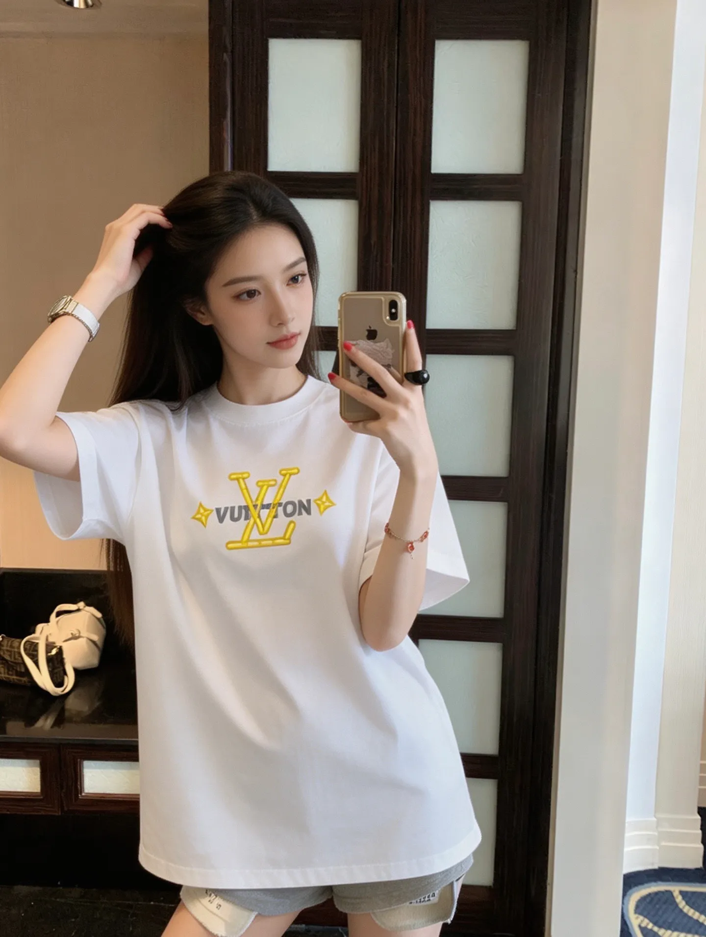 Louis Vuitton/Louis Vuitton foam logo printed short sleeves